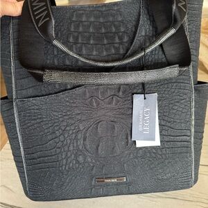 Brahmin Black Textured pickleball  Tote